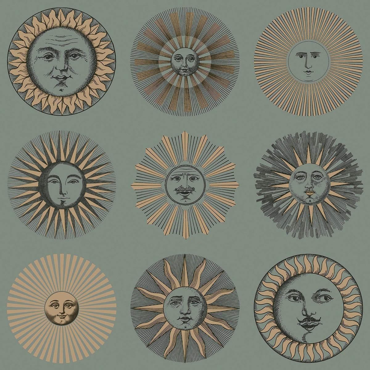 Soli wallpaper by Cole & Son in Sage & Rose Gold, pattern