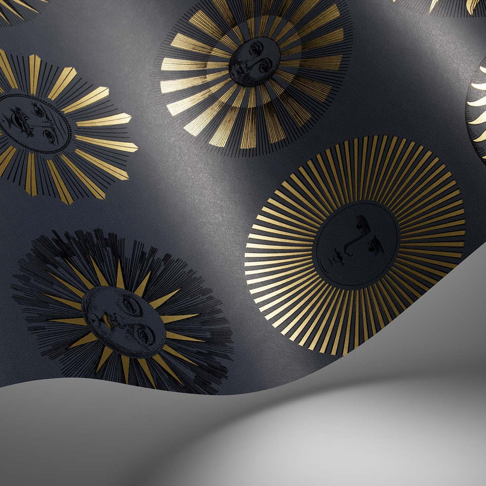 Soli wallpaper by Cole & Son in Midnight & Soft Gold, surface detail
