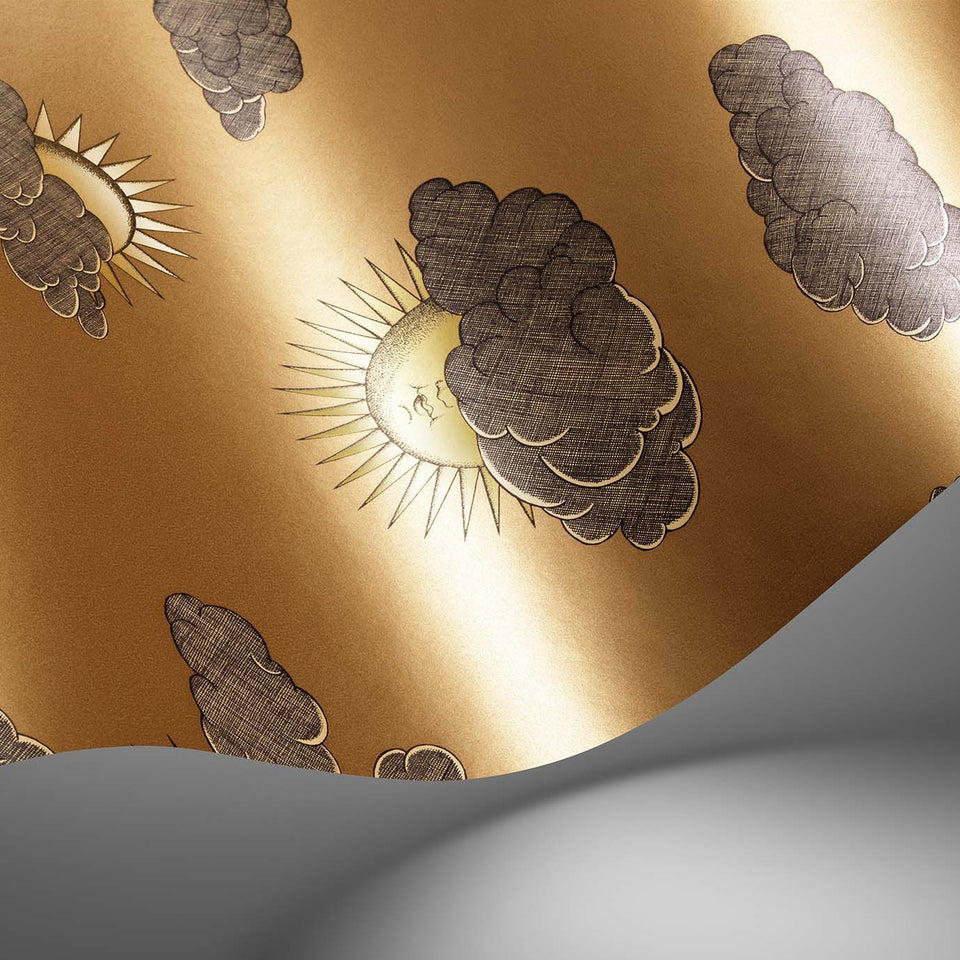 Soli e Nuvole wallpaper by Cole & Son in Gold on Gold, surface detail