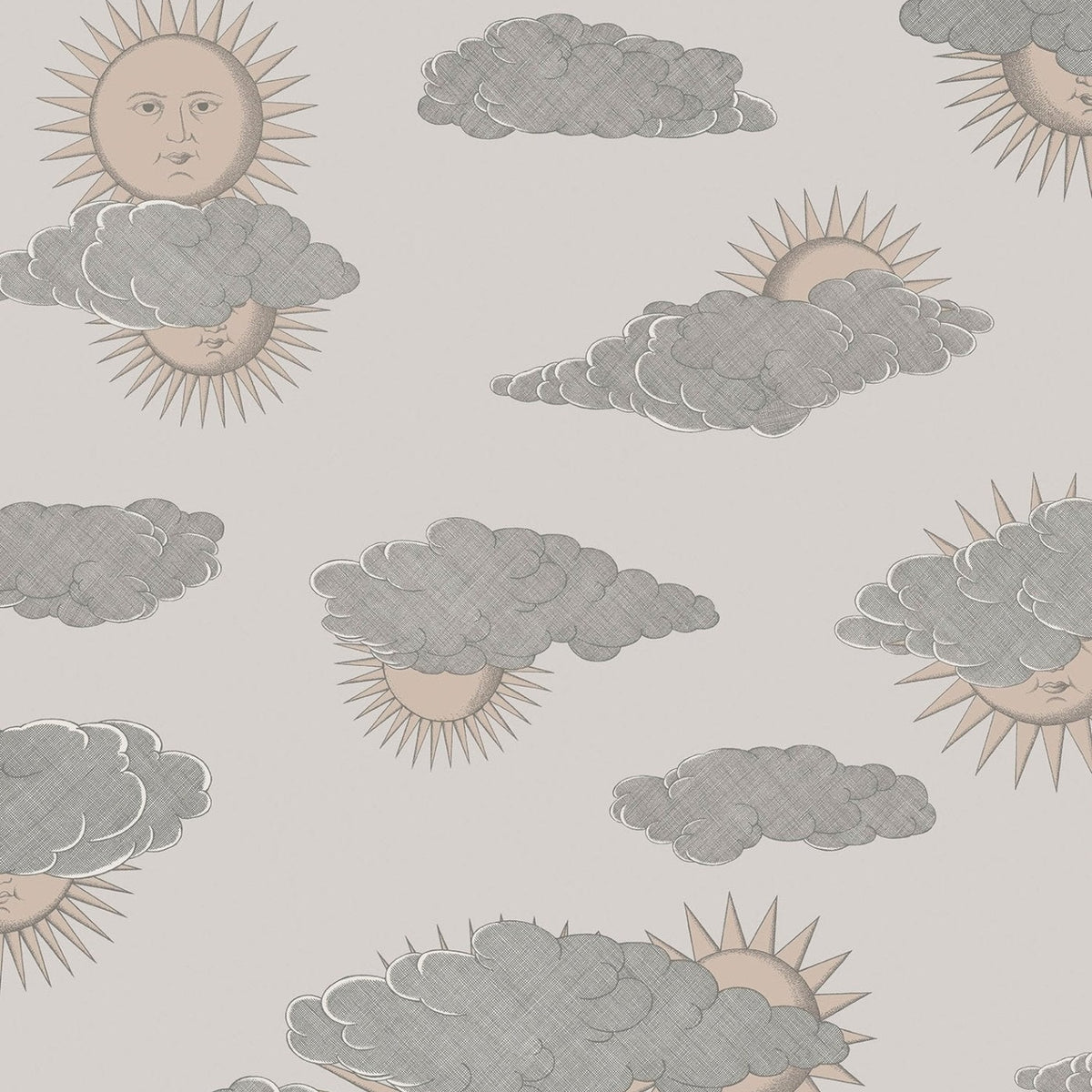 Soli e Nuvole wallpaper by Cole & Son in Beige & Soft Gold, pattern