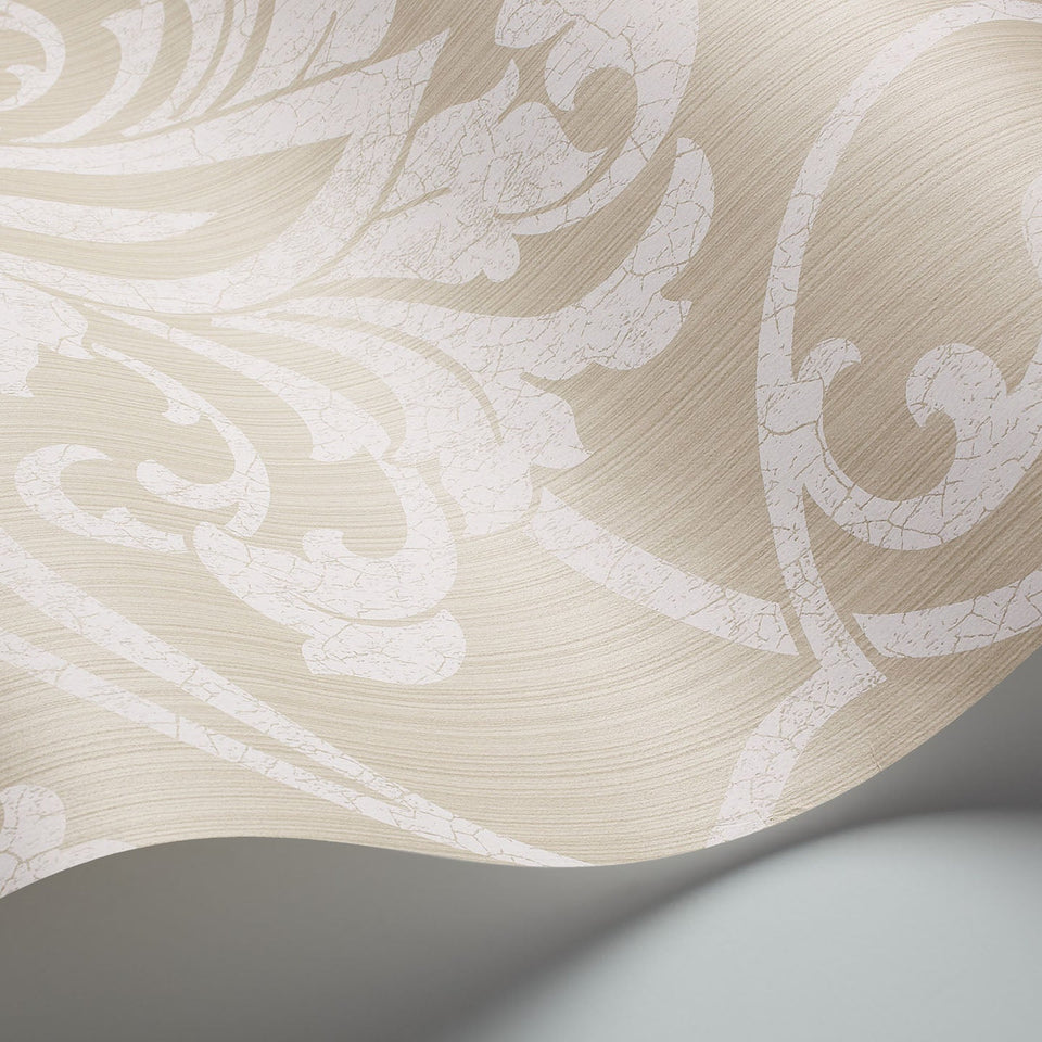 St Petersburg Damask wallpaper by Cole & Son in Chalk on Safari, surface detail
