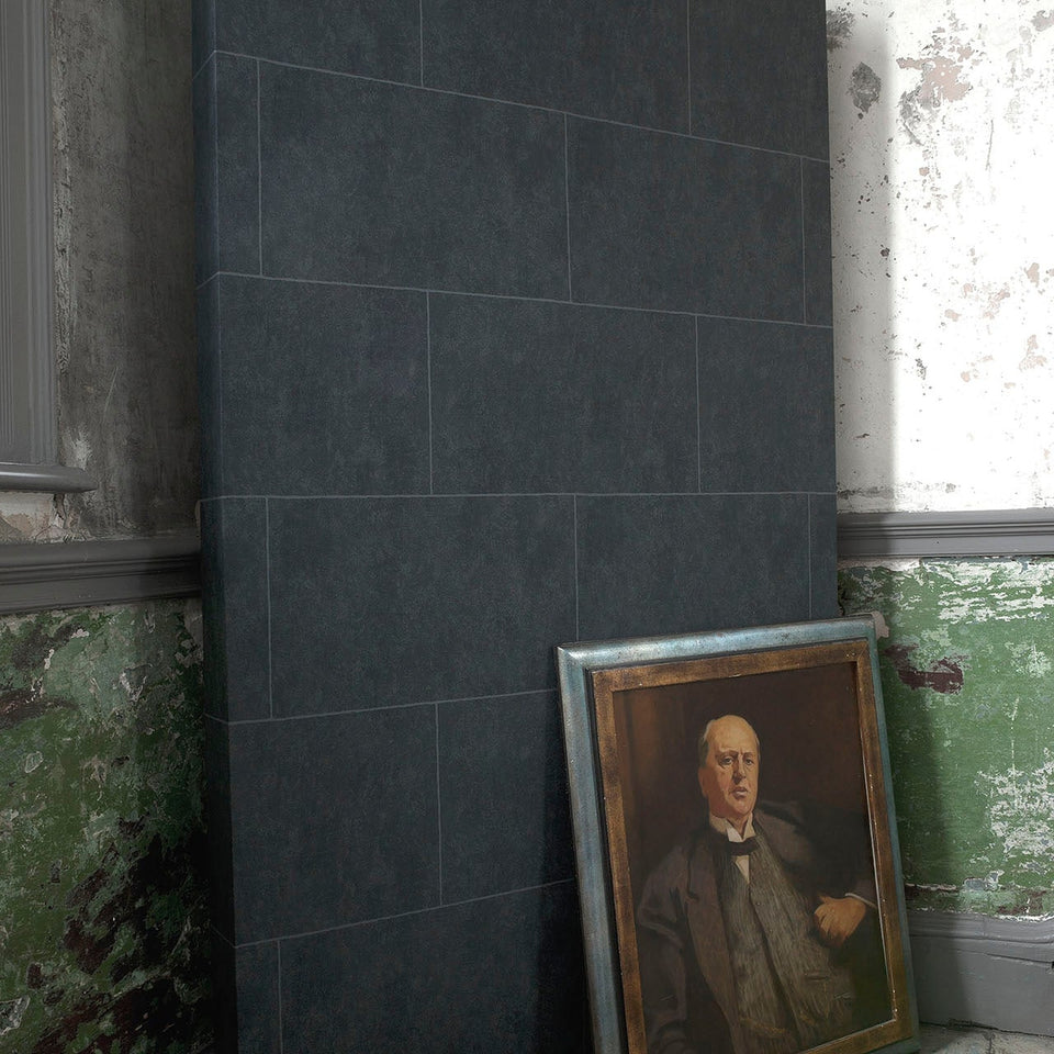 Stone Block wallpaper by Cole & Son in Charcoal, room setting