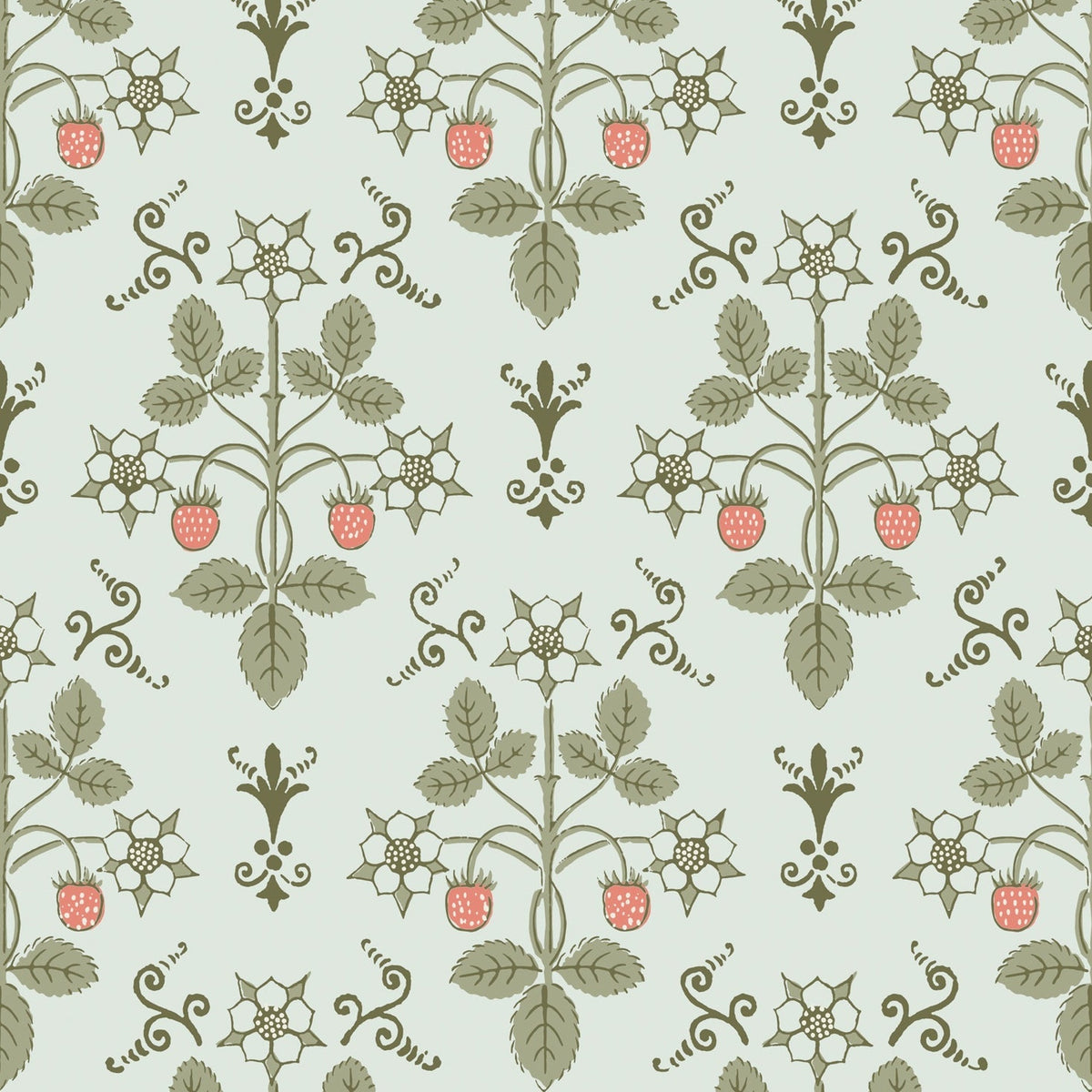 Strawberry wallpaper by Cole & Son in Duck Egg, pattern