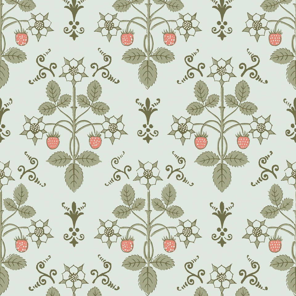Strawberry wallpaper by Cole & Son in Duck Egg, pattern