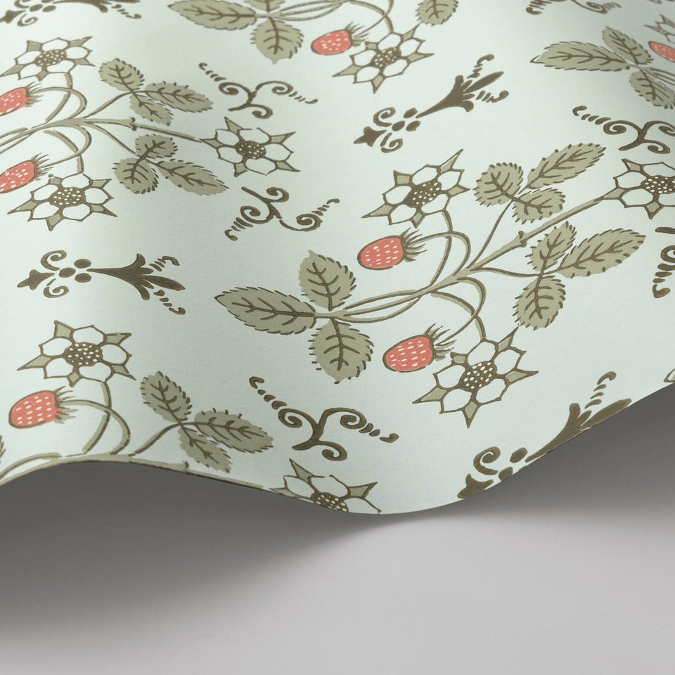 Strawberry wallpaper by Cole & Son in Duck Egg, surface detail