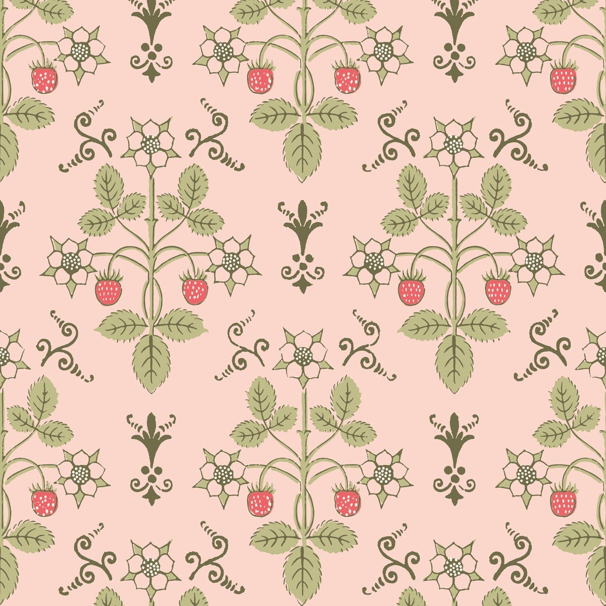 Strawberry wallpaper by Cole & Son in Chelsea Pink, pattern