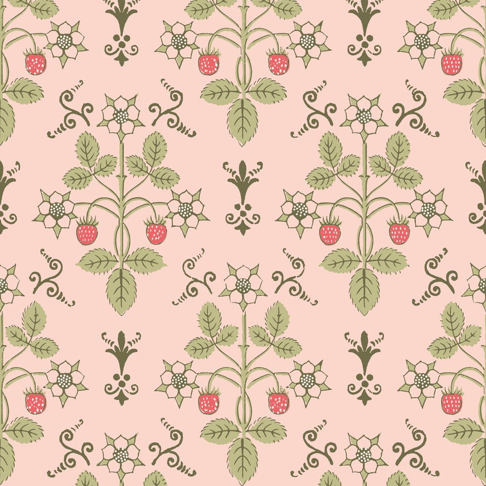 Strawberry wallpaper by Cole & Son in Chelsea Pink, pattern