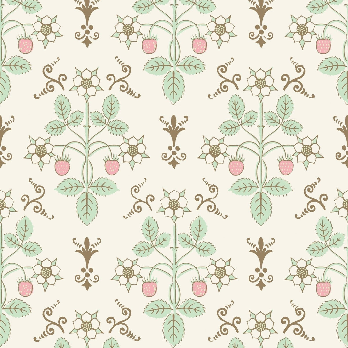 Strawberry wallpaper by Cole & Son in Blush & Mint on Pastel, pattern