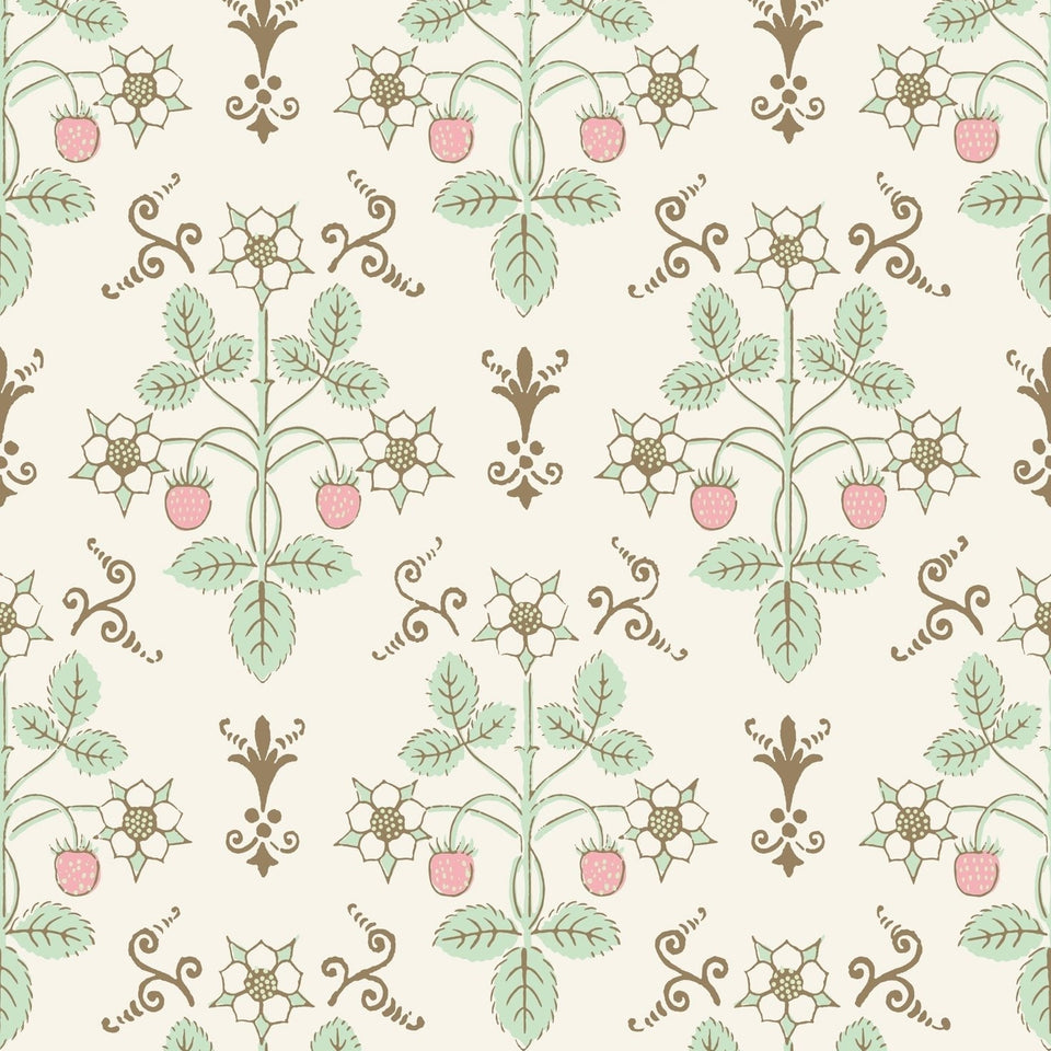 Strawberry wallpaper by Cole & Son in Blush & Mint on Pastel, pattern