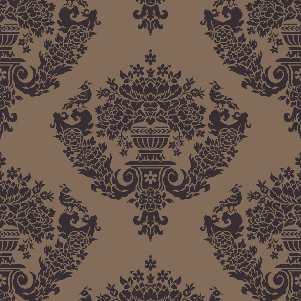 Sudbury wallpaper by Cole & Son in Black on Metallic Bronze, pattern
