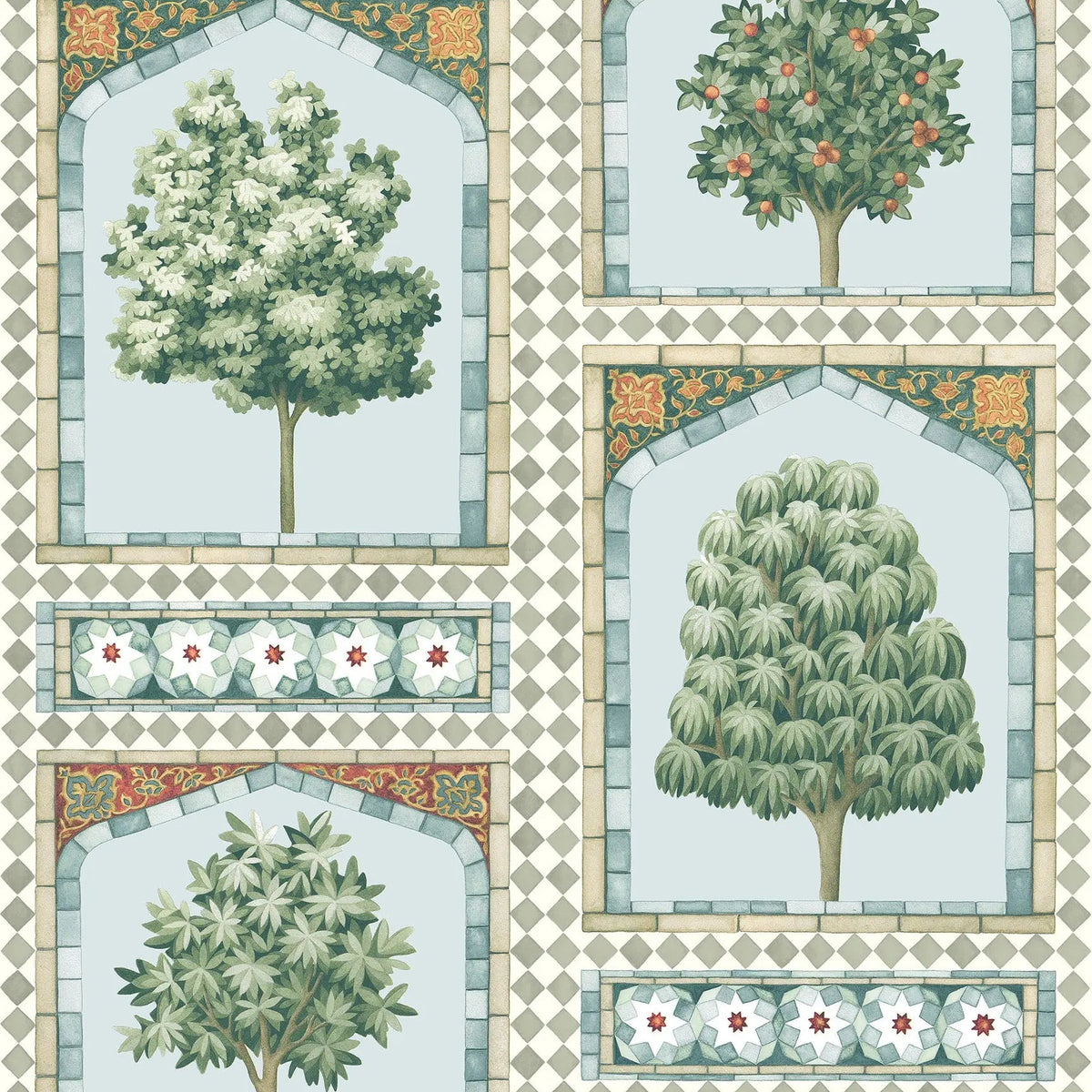 Sultan’s Palace wallpaper by Cole & Son in Print Room Blue & Duck Egg, pattern