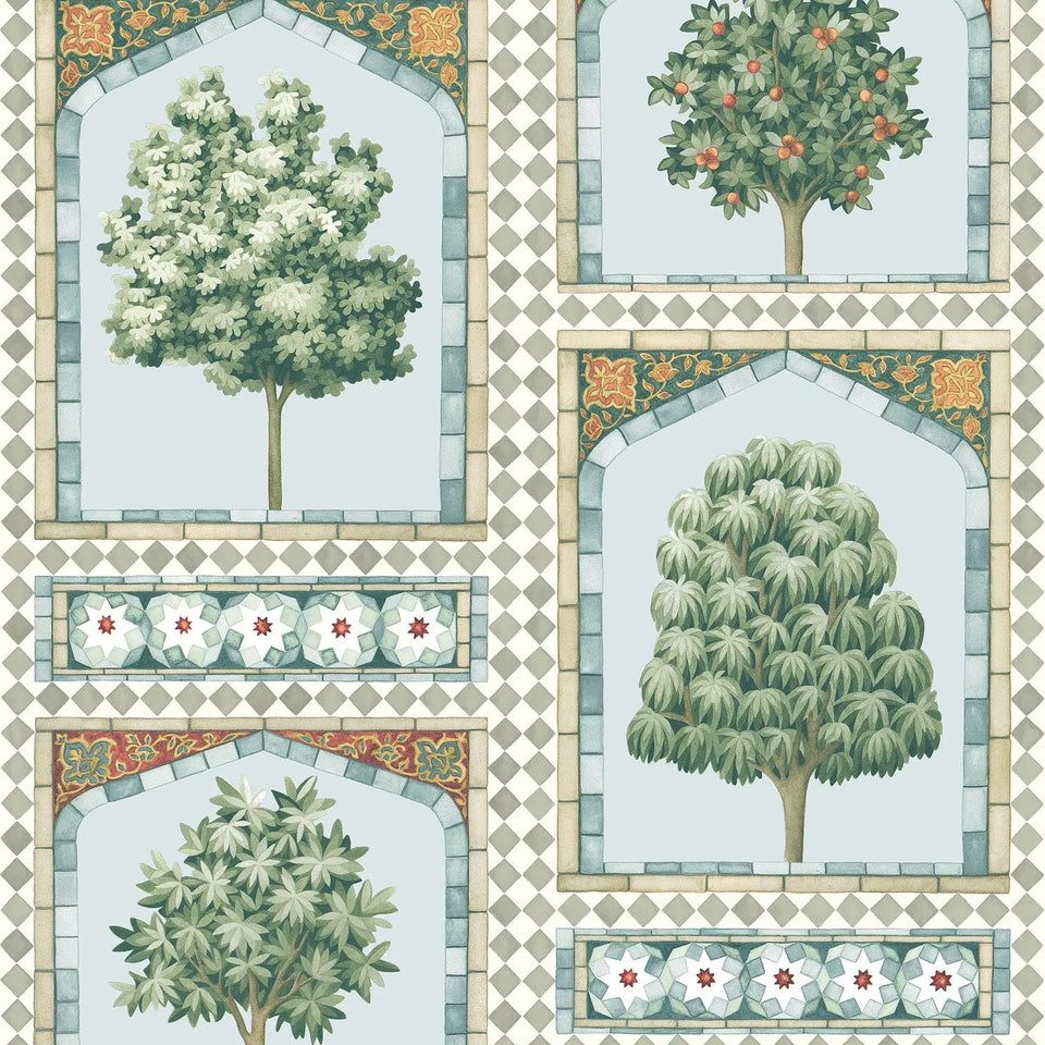 Sultan’s Palace wallpaper by Cole & Son in Print Room Blue & Duck Egg, pattern
