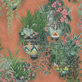 Talavera wallpaper by Cole & Son in Rose & Spring Greens on Terracotta, pattern