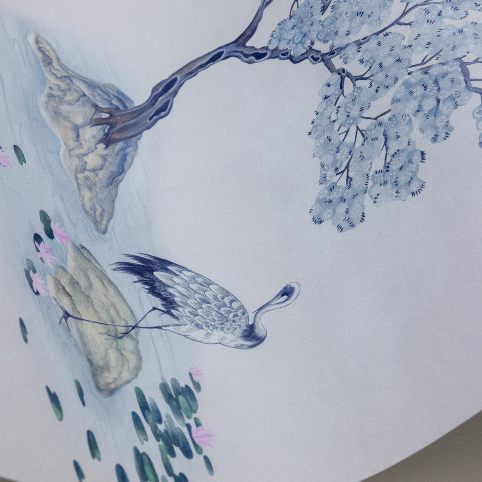 Tile Toile wallpaper by Cole & Son in Blue, surface detail
