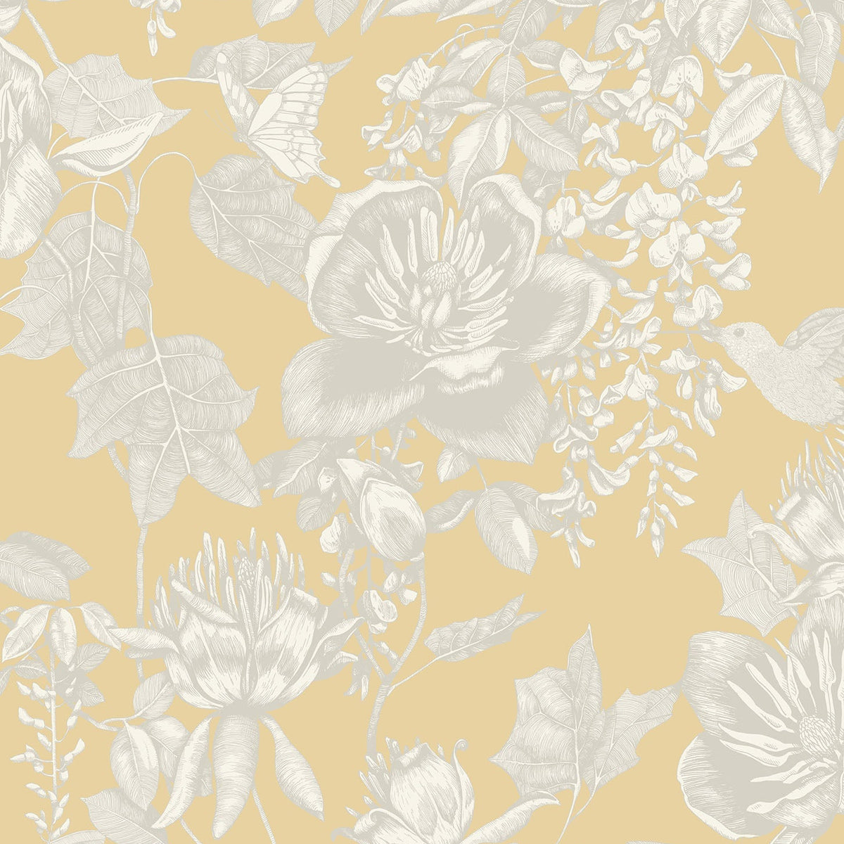 Tivoli wallpaper by Cole & Son in White on Ochre, pattern