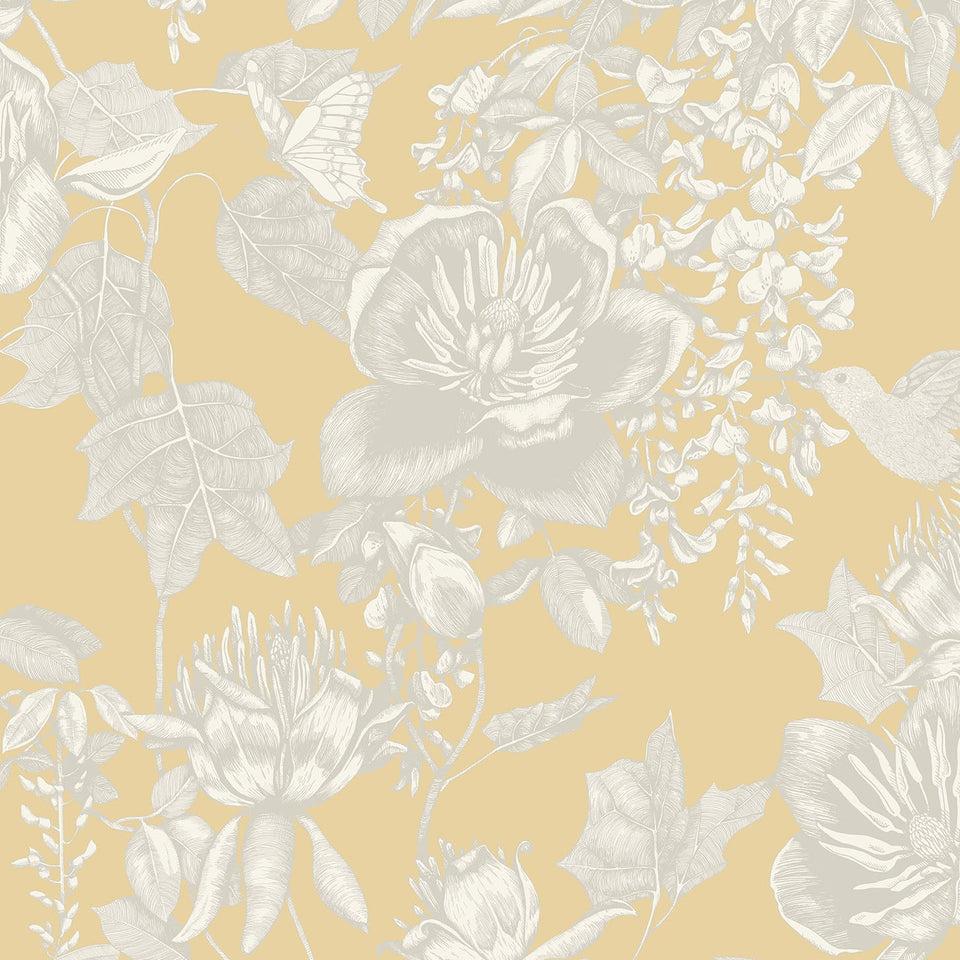 Tivoli wallpaper by Cole & Son in White on Ochre, pattern