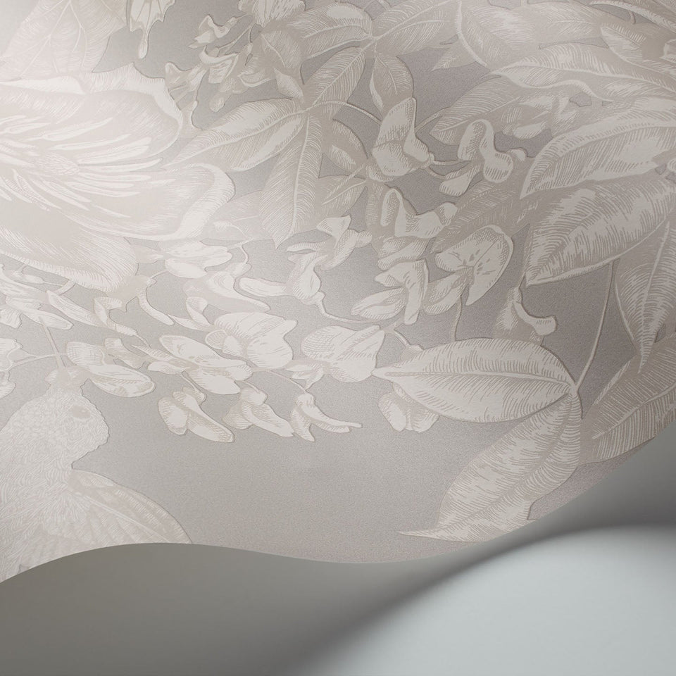 Tivoli wallpaper by Cole & Son in White on Grey, surface detail