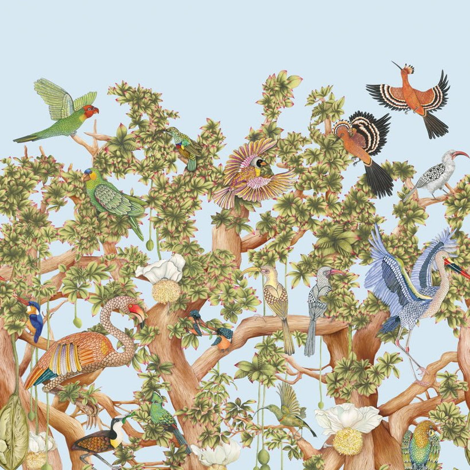Tree of Life wallpaper by Cole & Son in Sky Blue, cropped panel detail