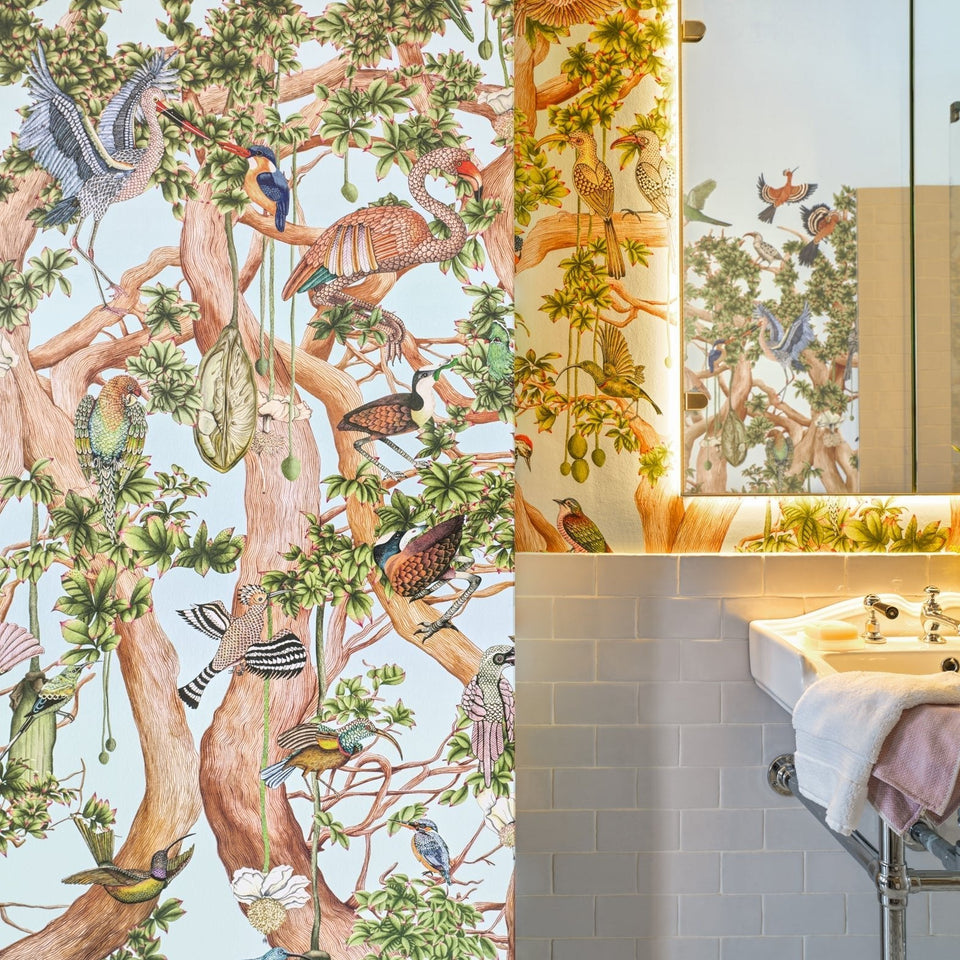 Tree of Life wallpaper by Cole & Son in Sky Blue, room setting