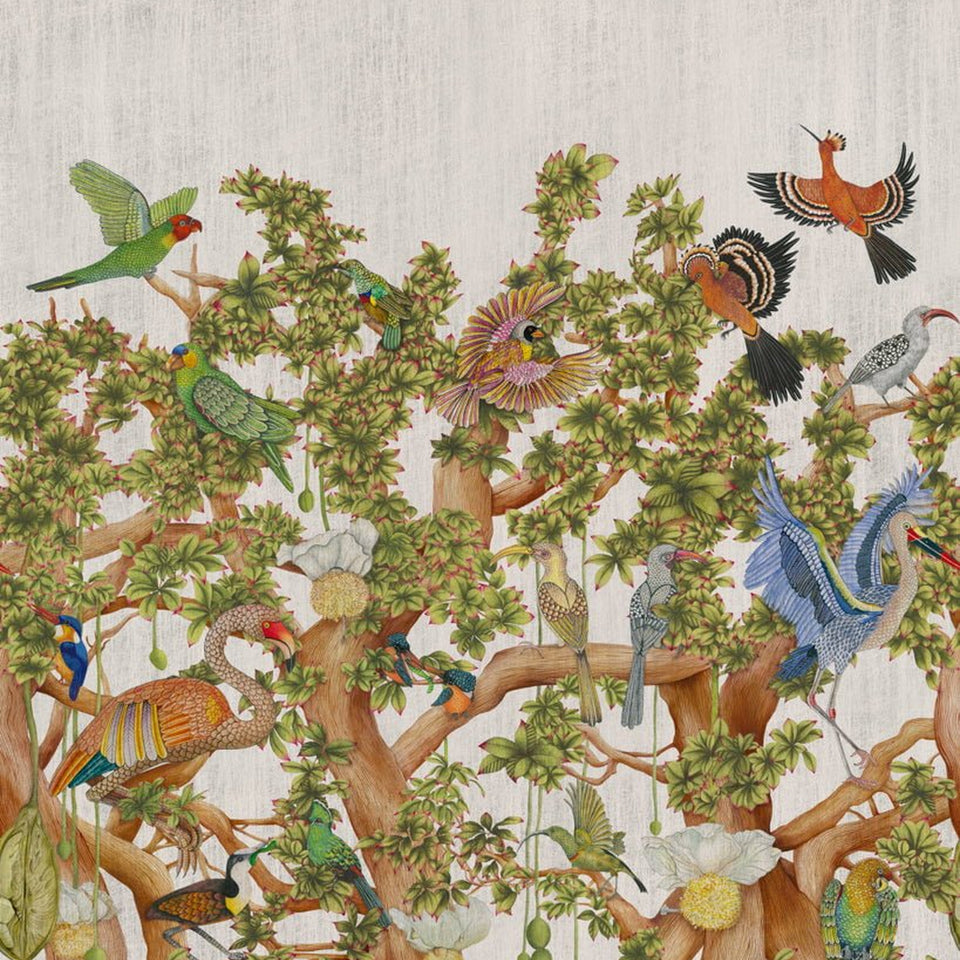 Tree of Life Platinum wallpaper by Cole & Son, cropped panel detail