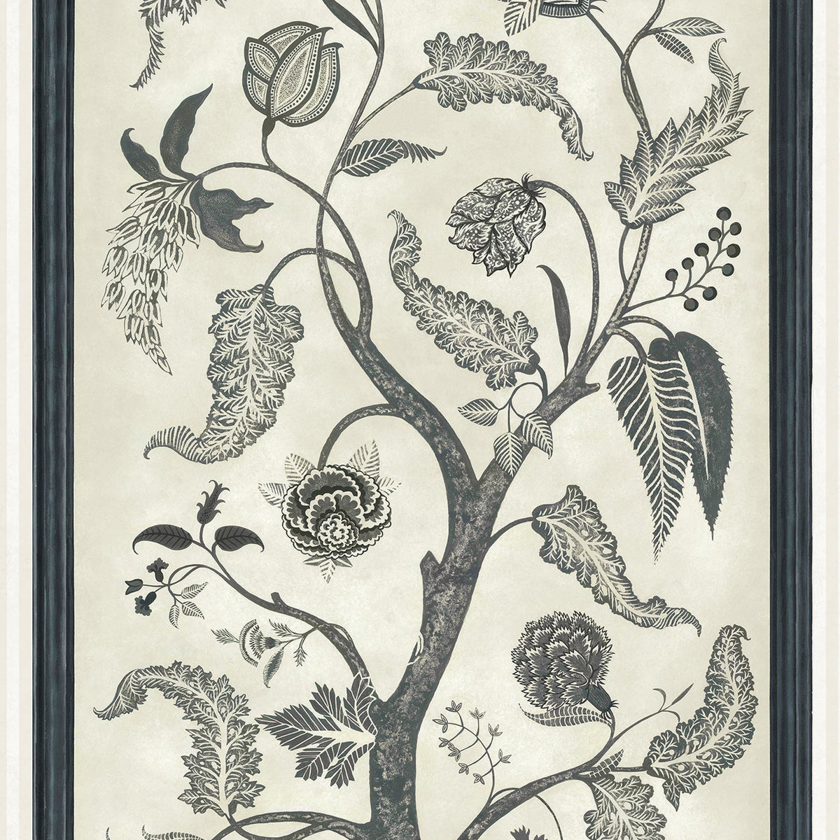 Trees of Eden Paradise wallpaper by Cole & Son in Charcoal & Parchment, cropped panel detail