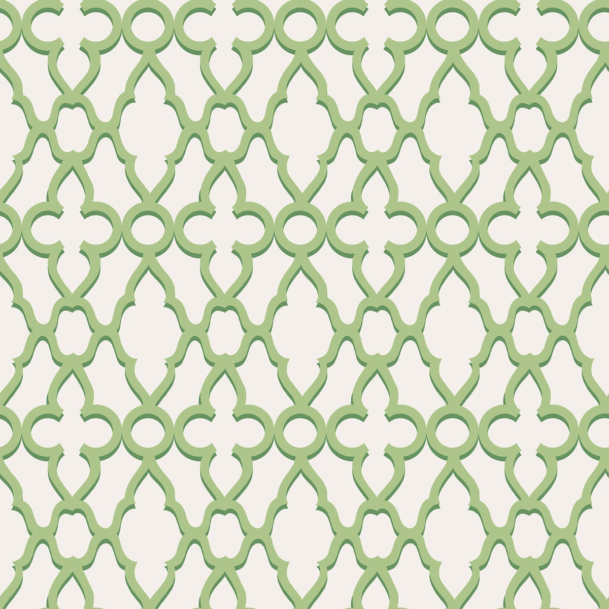Treillage wallpaper by Cole & Son in Leaf Green on Chalk, pattern