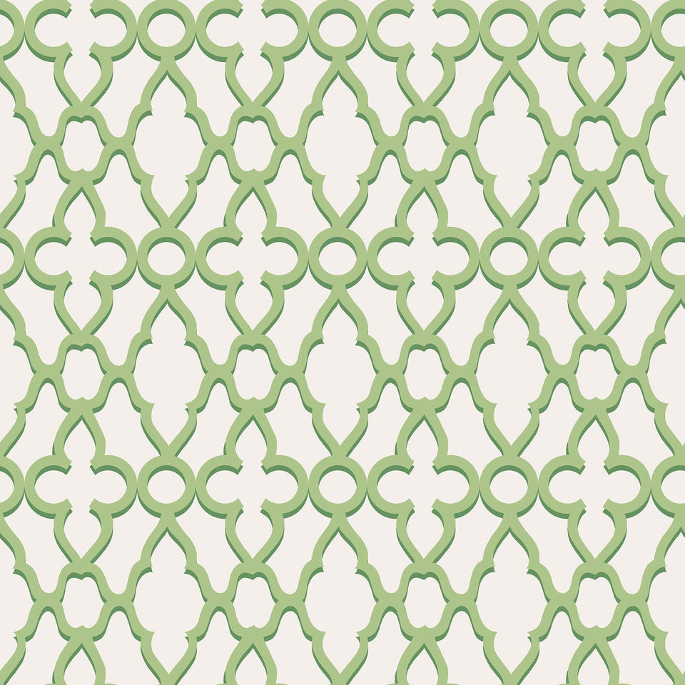 Treillage wallpaper by Cole & Son in Leaf Green on Chalk, pattern