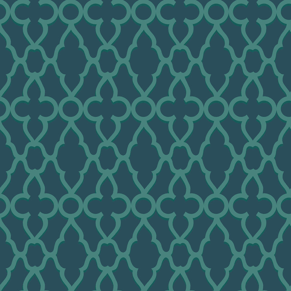 Treillage wallpaper by Cole & Son in Viridian on Ink, pattern