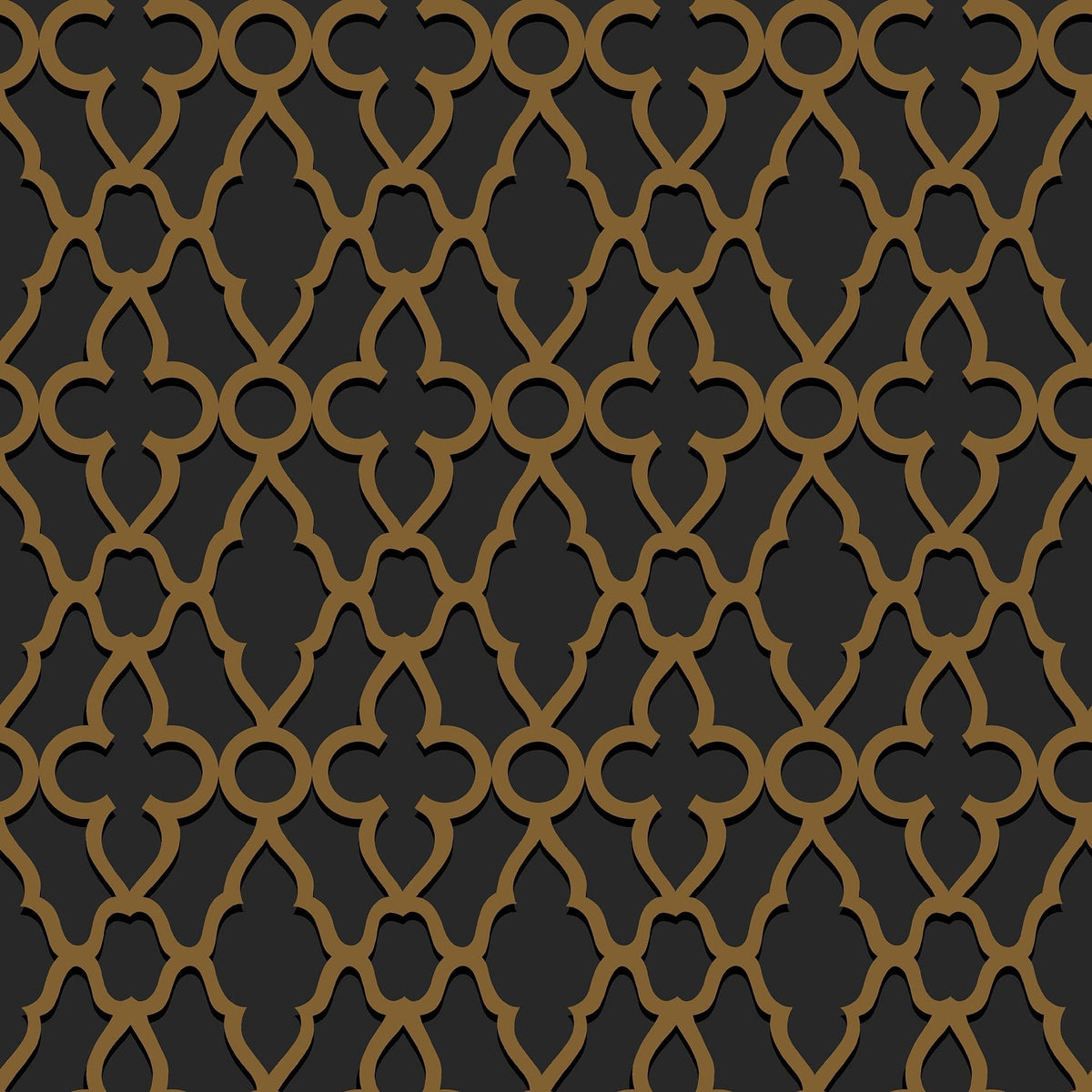 Treillage wallpaper by Cole & Son in Metallic Bronze on Charcoal, pattern