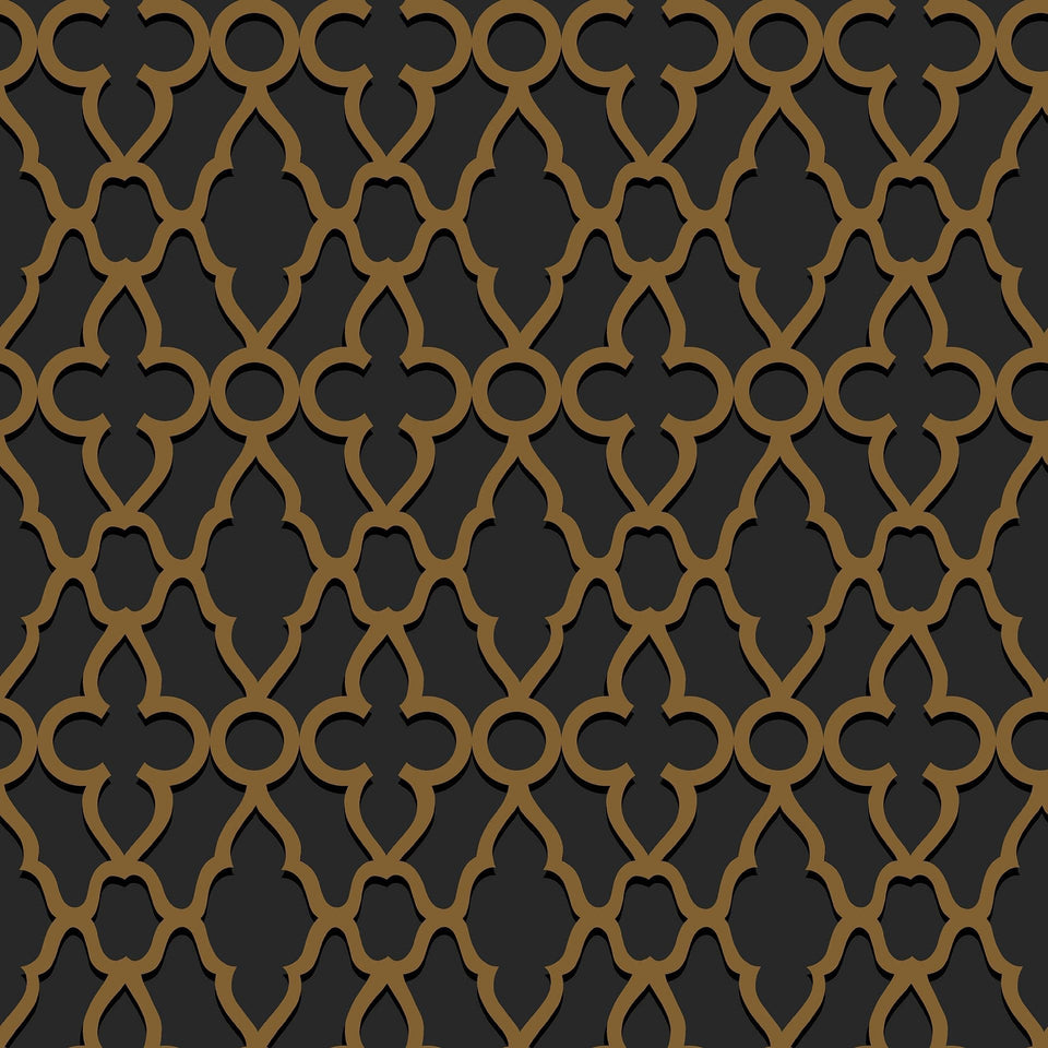 Treillage wallpaper by Cole & Son in Metallic Bronze on Charcoal, pattern