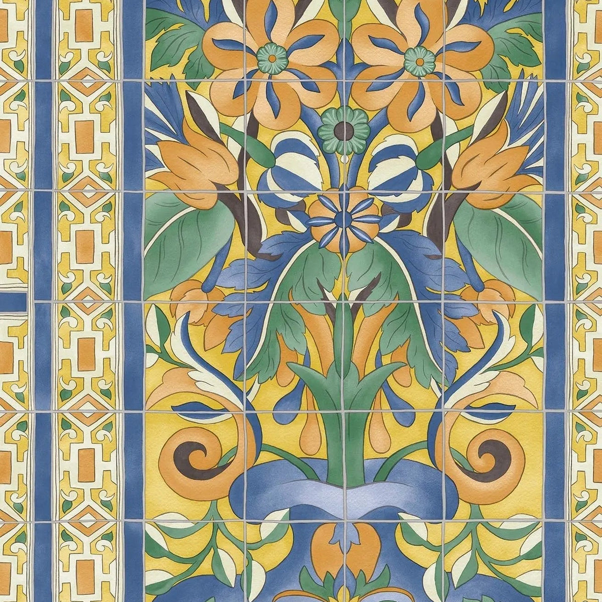 Triana wallpaper by Cole & Son in Marigold & Hyacinth on Canary Yellow, pattern