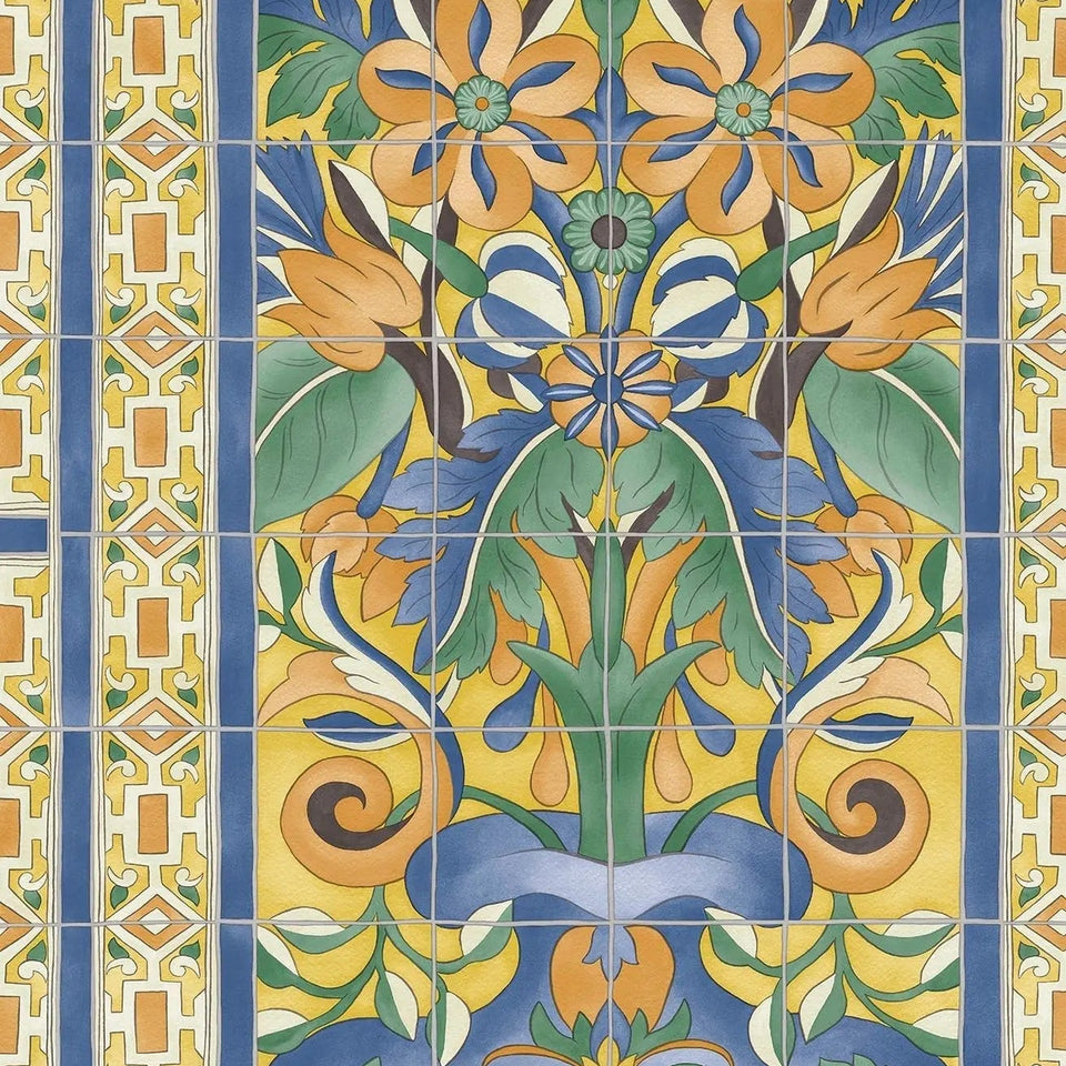 Triana wallpaper by Cole & Son in Marigold & Hyacinth on Canary Yellow, pattern