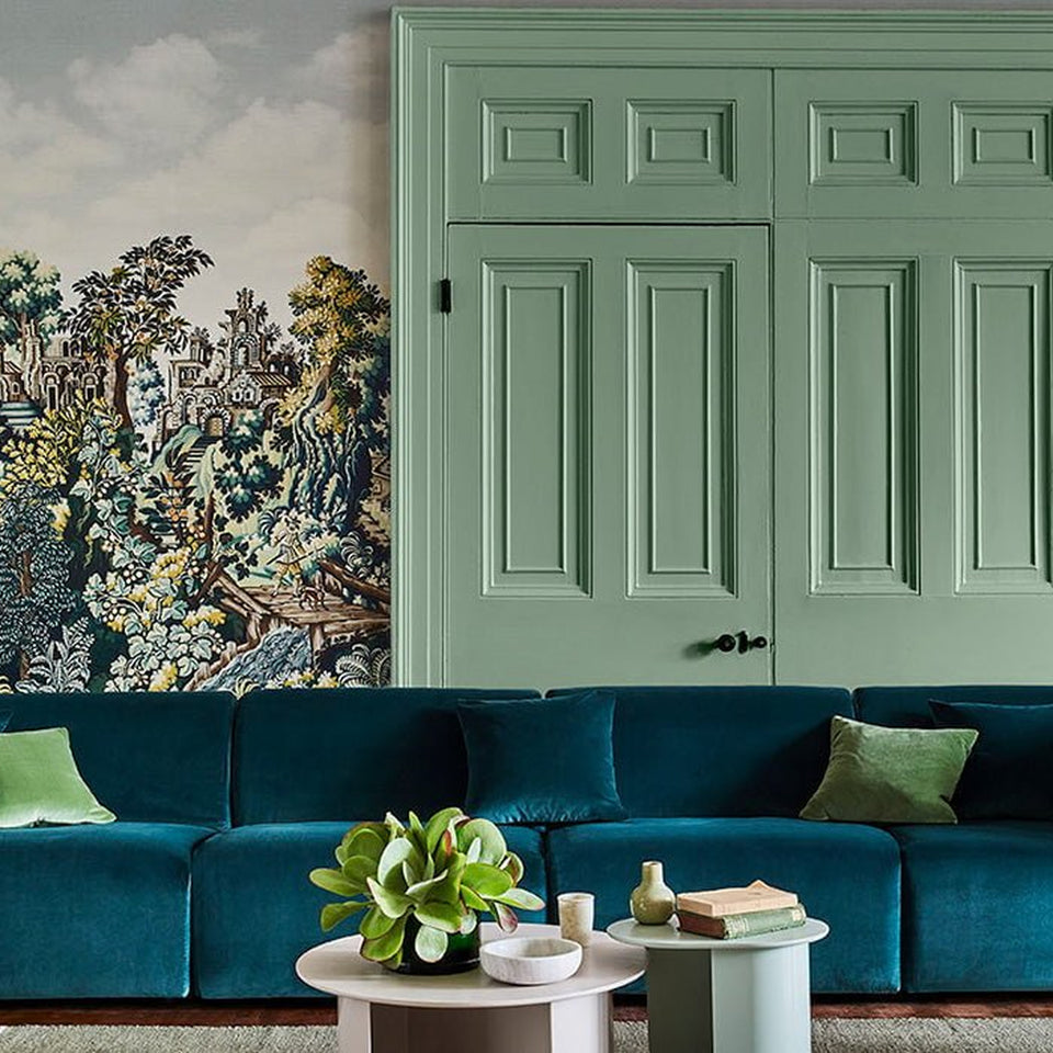 Verdure Tapestry wallpaper in a styled interior