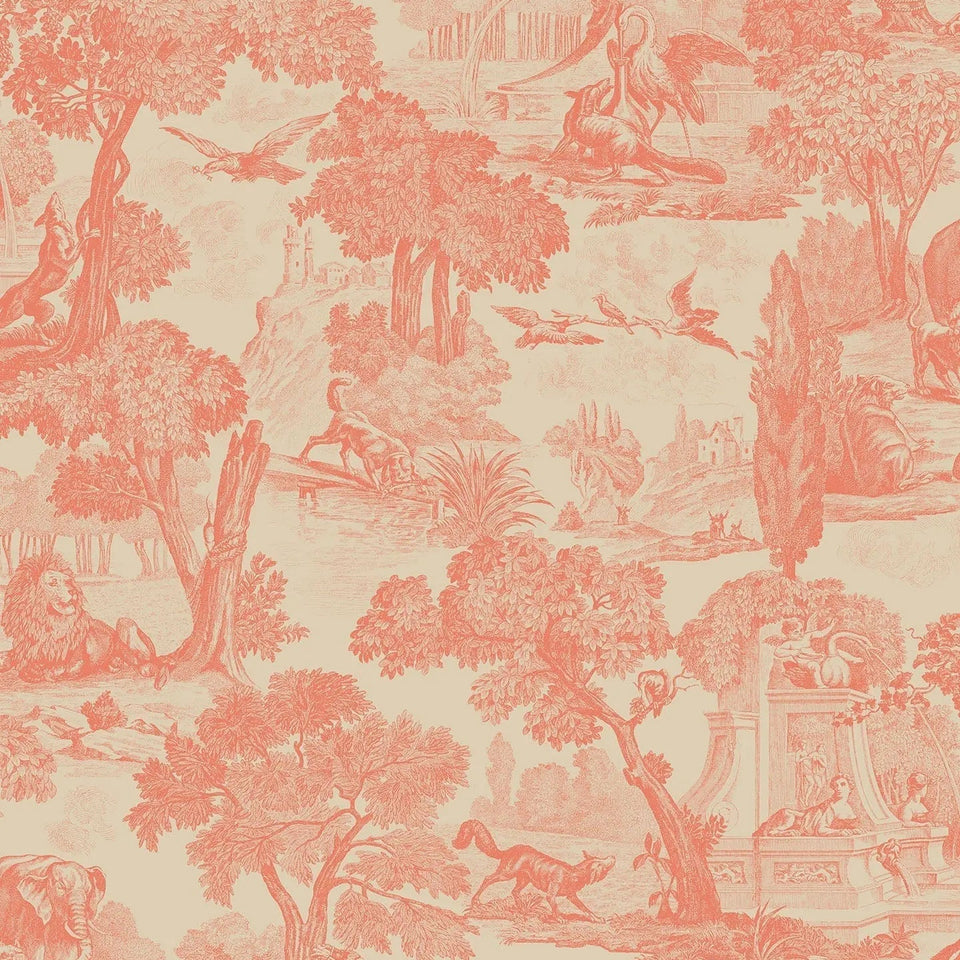 Versailles wallpaper by Cole & Son in Coral on Stone, 99/15060