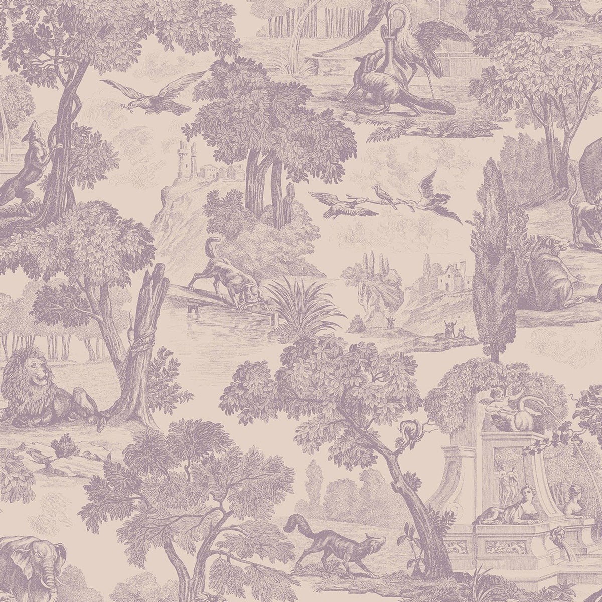 Versailles wallpaper by Cole & Son in Lilac Grey on Dove, 99/15062