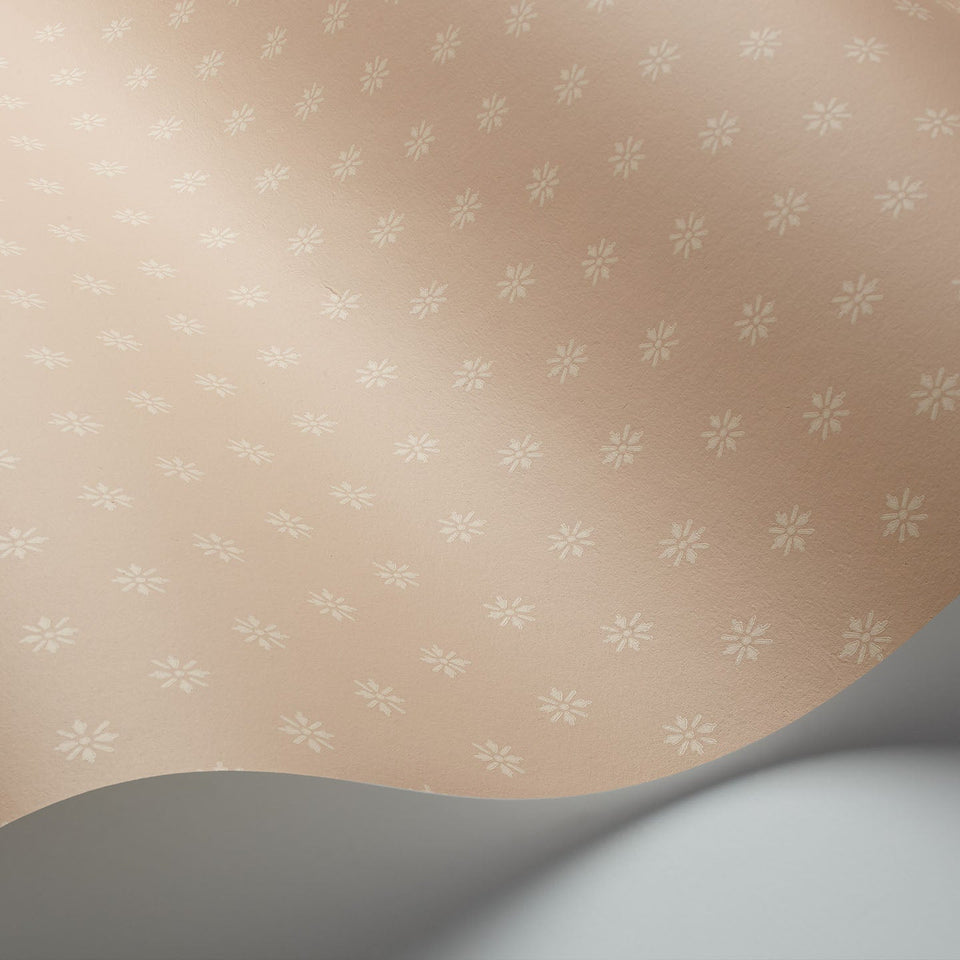 Victorian Star wallpaper by Cole & Son in Plaster Pink, curved wallpaper detail