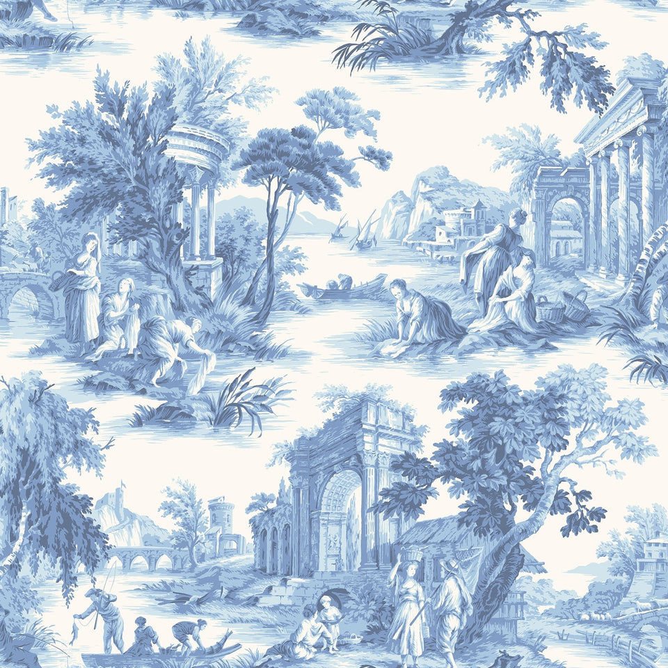 Cole & Son Villandry wallpaper in China Blue on Chalk