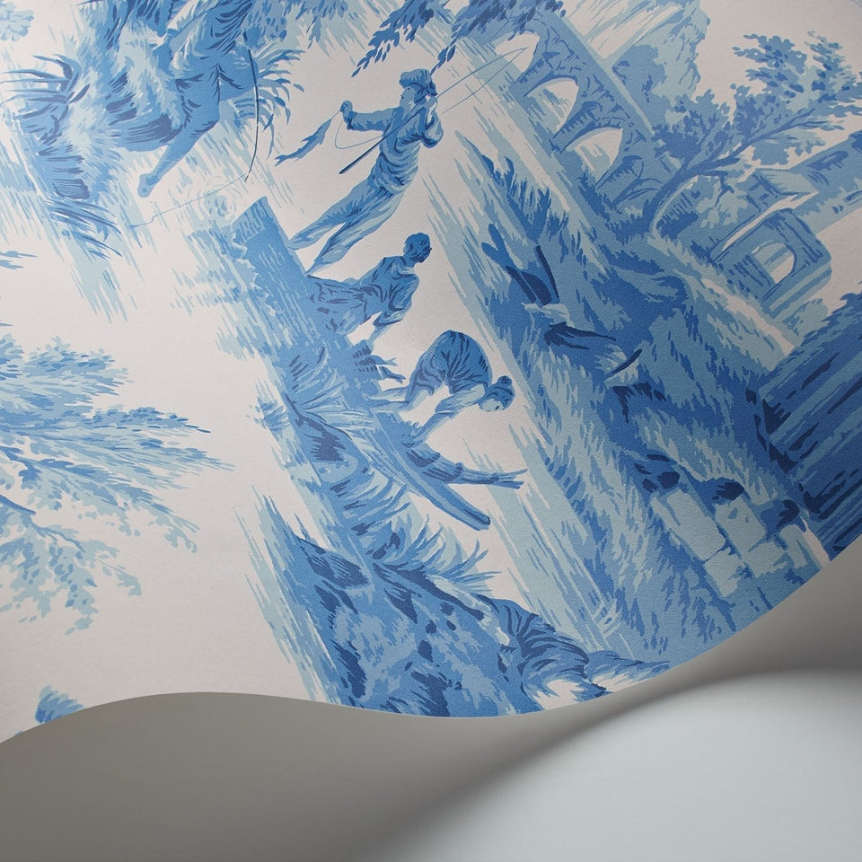 Cole & Son Villandry wallpaper in China Blue on Chalk detail