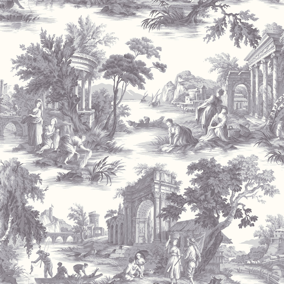 Cole & Son Villandry wallpaper in Lilac Grey on Chalk