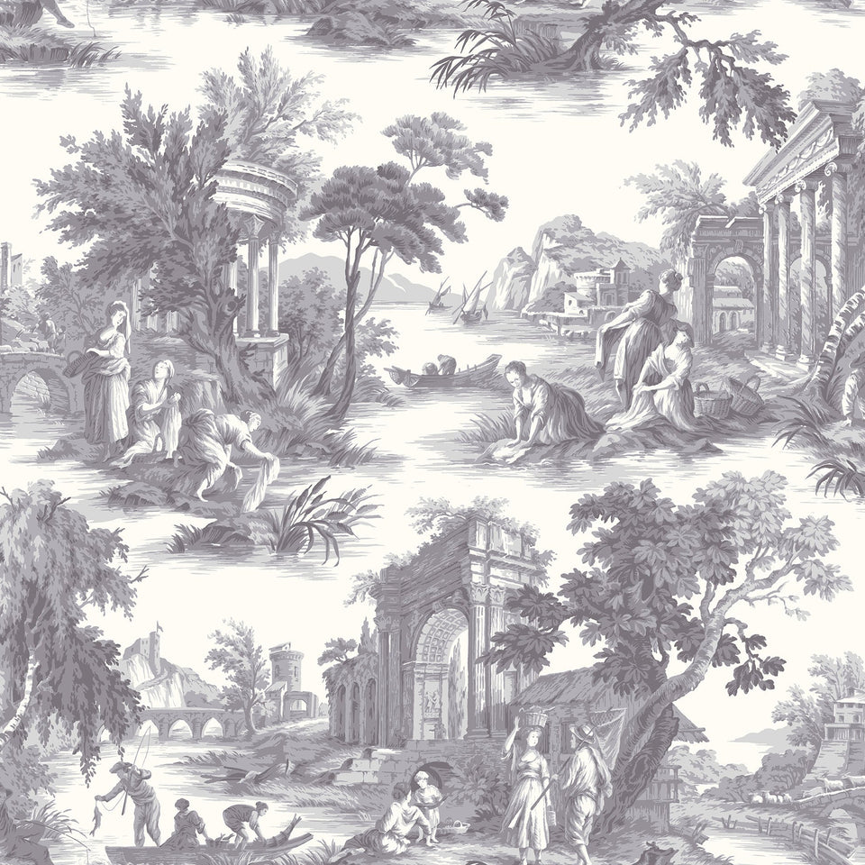 Cole & Son Villandry wallpaper in Lilac Grey on Chalk