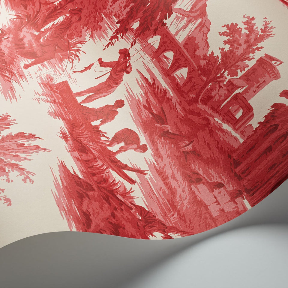 Cole & Son Villandry wallpaper in Red on Parchment detail