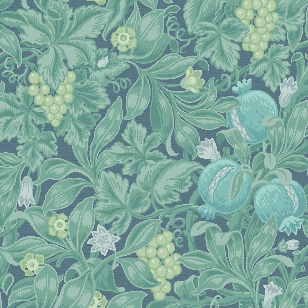 Cole & Son Vines of Pomona wallpaper in Teal & Viridian on Denim