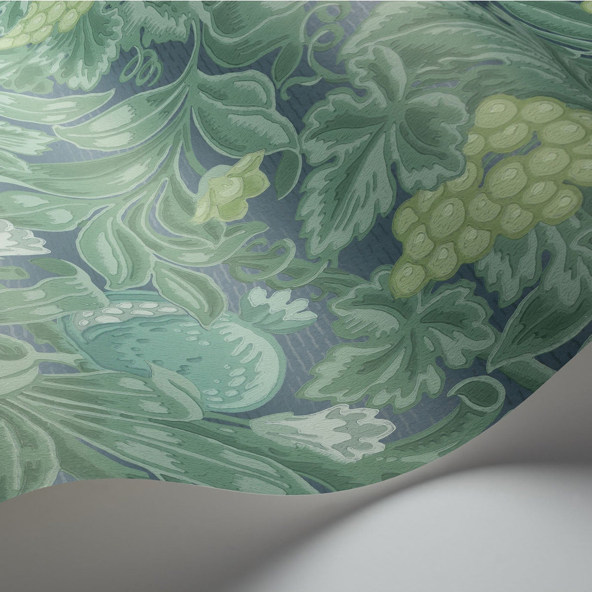 Cole & Son Vines of Pomona wallpaper in Teal & Viridian on Denim detail