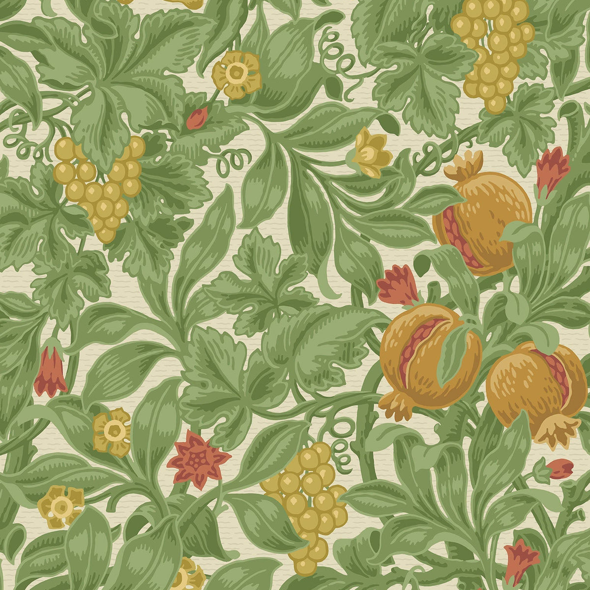 Cole & Son Vines of Pomona wallpaper in Ochre & Olive Green on Cream