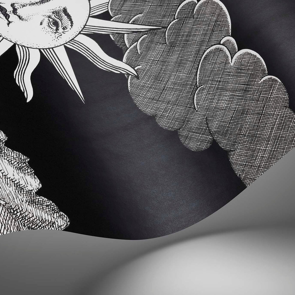 Cole & Son Fornasetti Vista Mediterranea in Charcoal Sky mural detail