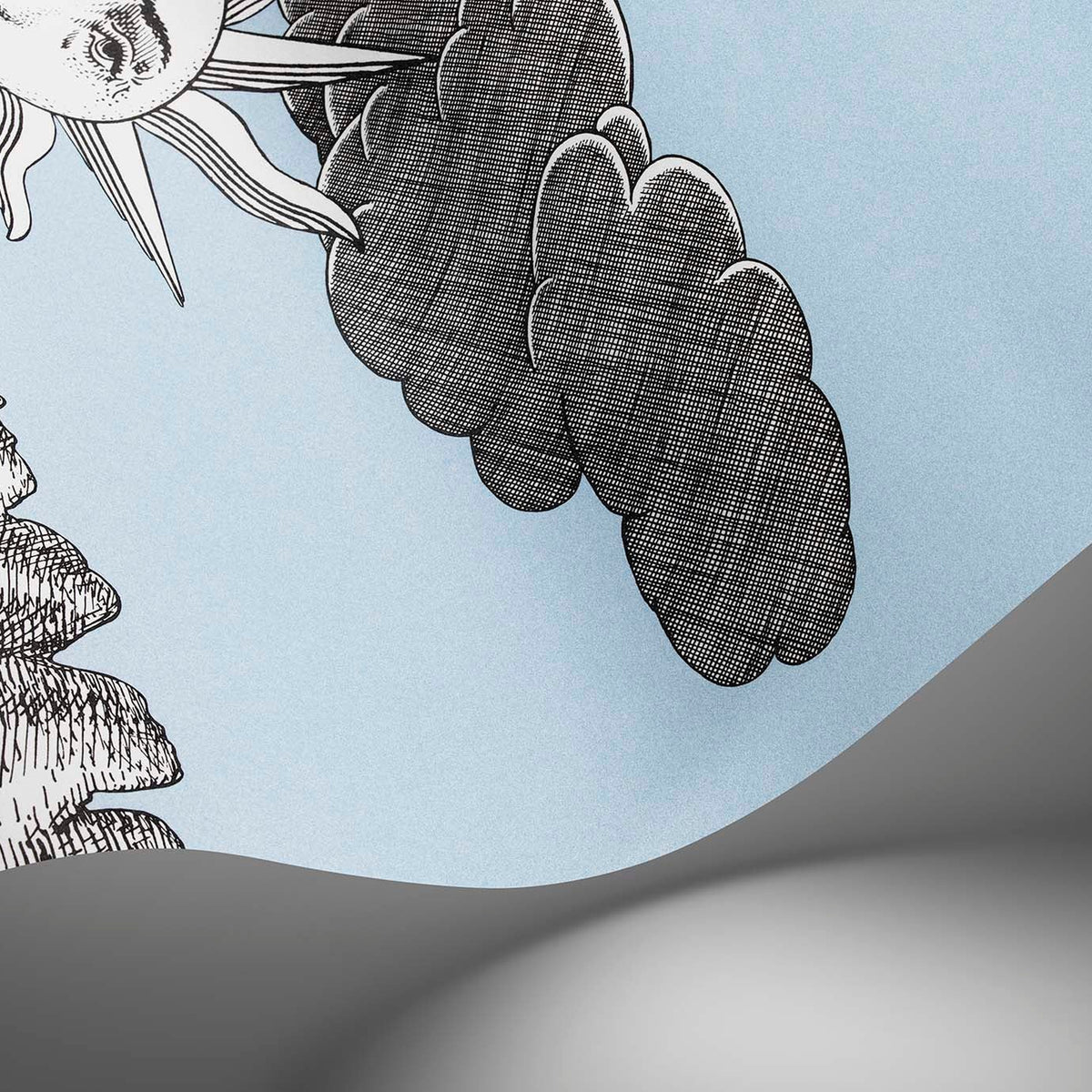 Cole & Son Fornasetti Vista Mediterranea in Blue Ombre Sky mural detail
