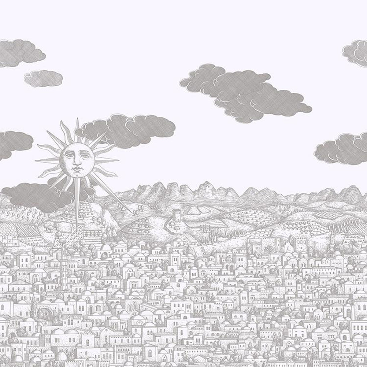 Cole & Son Fornasetti Vista Mediterranea in Soft Neutral mural detail