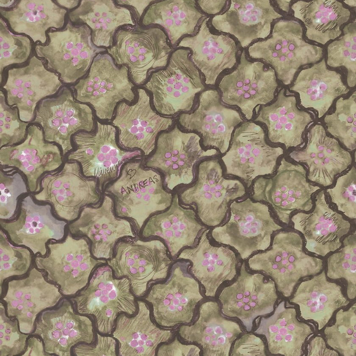 Cole & Son Vivienne Love Andreas wallpaper in Moss & Thistle