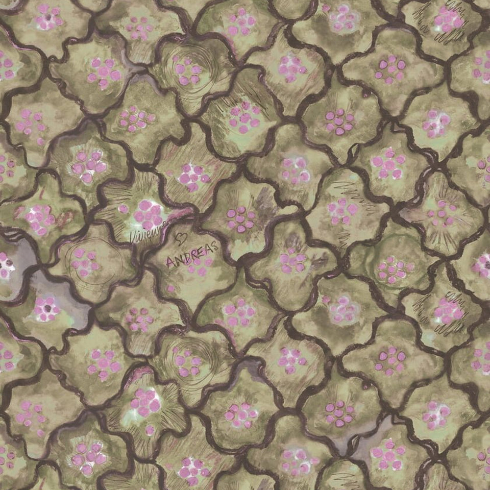 Cole & Son Vivienne Love Andreas wallpaper in Moss & Thistle