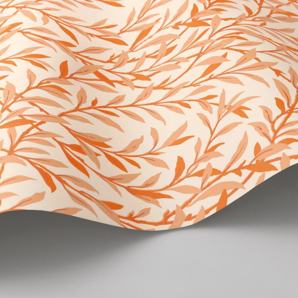 Cole & Son Willow Branch wallpaper in Tangerine on Cream detail